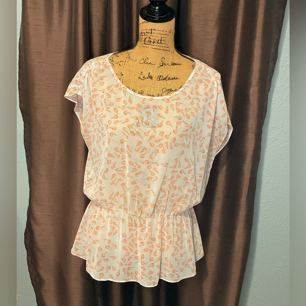 Marshalls Peach Patterned Blouse NWT